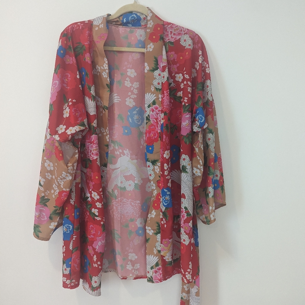 Red kimono robe